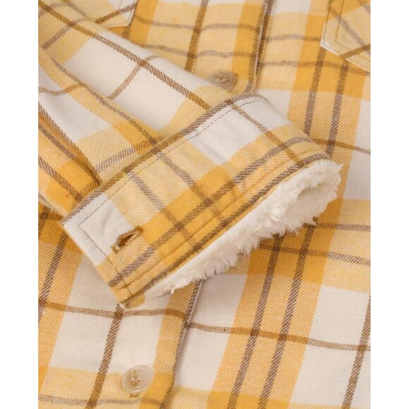 Women's Sherpa Lined Flannel Jacket with Pockets Cozy Warm Fall Winter - Picture 5 of 6